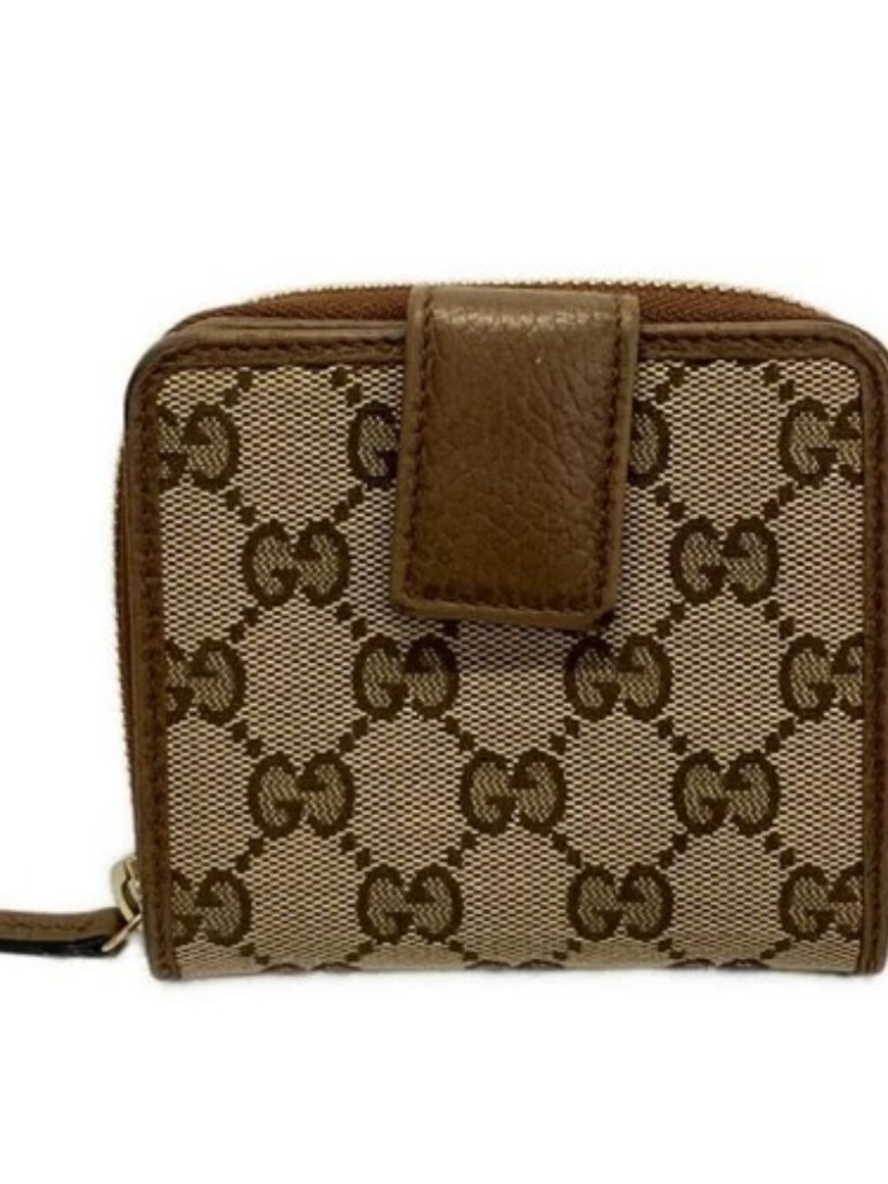 GUCCI GG 346056 Beige Brown Jacquard Leather Bifold Wallet